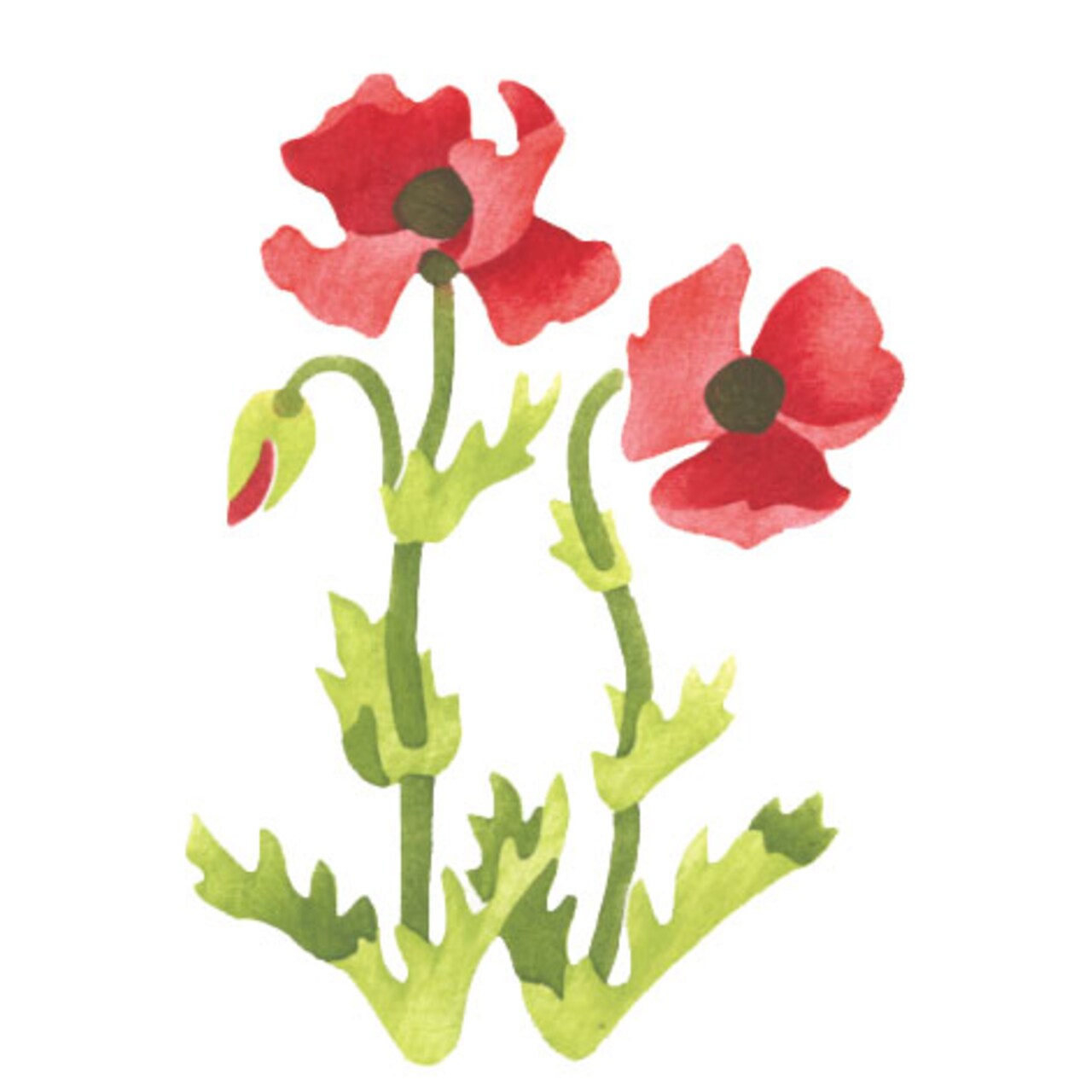 Small Poppy Flower Wall Stencil | 3214A by Designer Stencils | Floral Stencils | Reusable Art Craft Stencils for Painting on Walls, Canvas, Wood | Reusable Plastic Paint Stencil for Home Makeover | Easy to Use & Clean Art Stencil